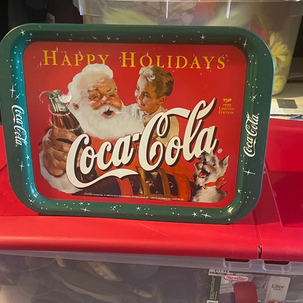 Coca Cola Festive Tray - Red and Green